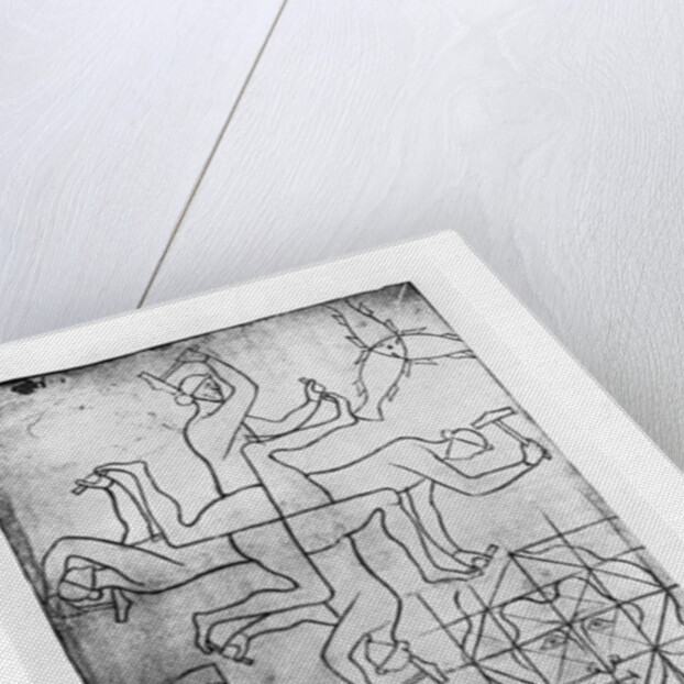 Facsimile copy of Ms Fr 19093 fol.19v Studies of men and animals by Villard de Honnecourt