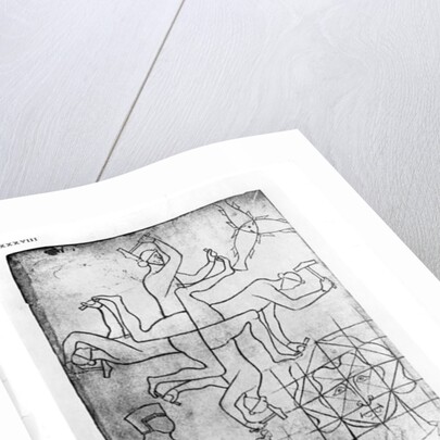 Facsimile copy of Ms Fr 19093 fol.19v Studies of men and animals by Villard de Honnecourt