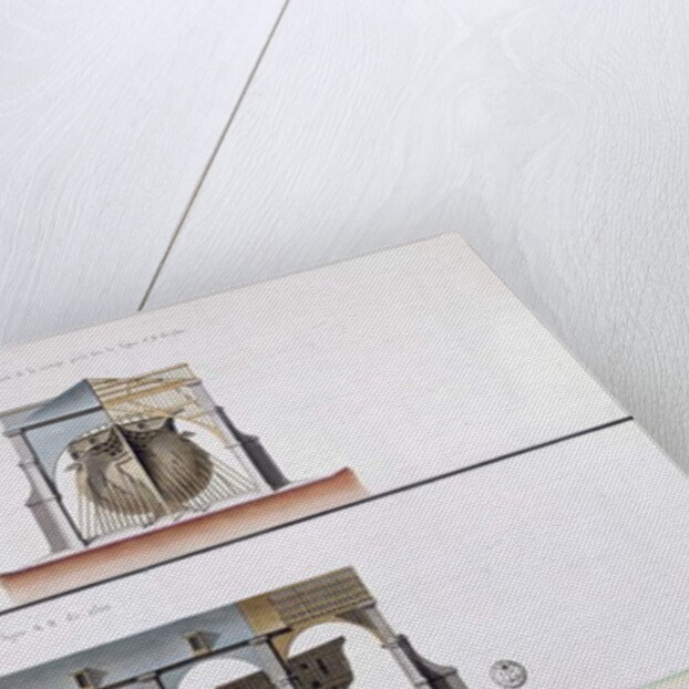 Cross-section and elevation of a ship, 1776 by French School