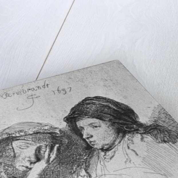 Three female heads with one sleeping, 1637 by Rembrandt Harmensz. van Rijn