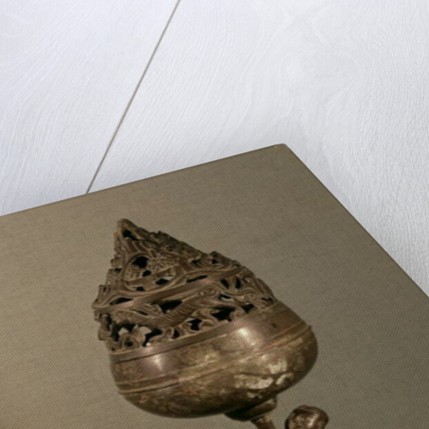 Censer in the shape of the cosmic mountain 'po-shan-lu' held up by a man seated on a monster by School Chinese