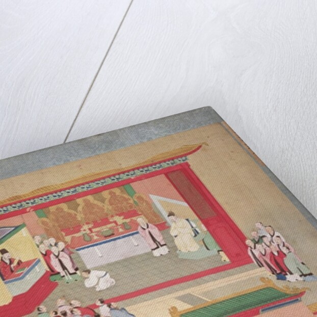 Emperor Hui Tsung practising with the Buddhist sect Tao-See, from a History of the Emperors of China by Chinese School