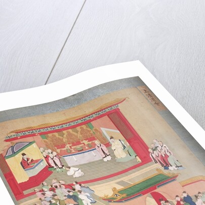 Emperor Hui Tsung practising with the Buddhist sect Tao-See, from a History of the Emperors of China by Chinese School