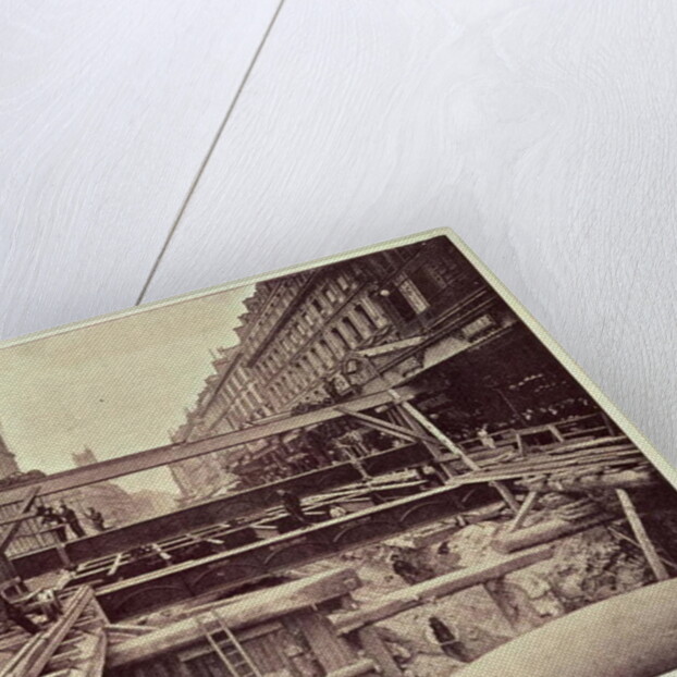 Construction of the metro system along the rue de Rivoli, 1898 by French School