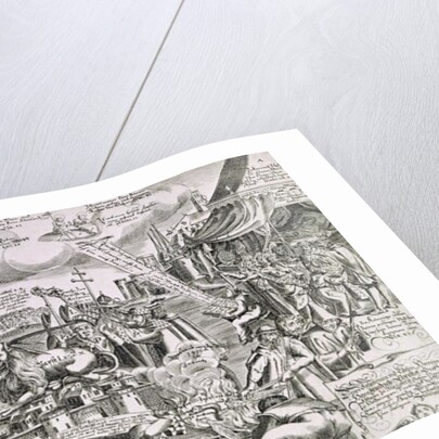 Martin Luther writing on the church door at Wittenberg in 1517 by Swiss School