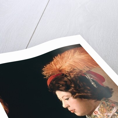 The Cheat with the Ace of Diamonds, detail depicting the male card player with the feathered hat, c.1635-40 by Georges de la Tour