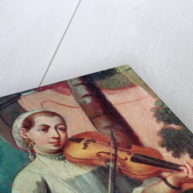 A Violinist, detail from a screen by Mexican School