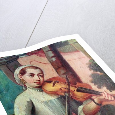 A Violinist, detail from a screen by Mexican School