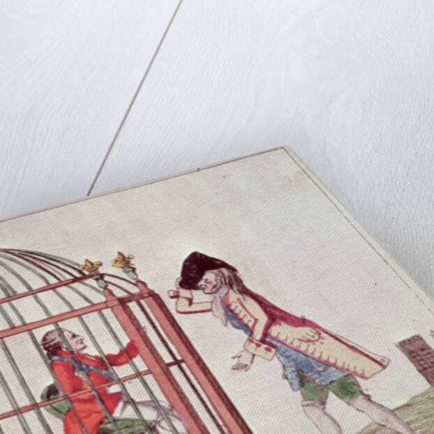 Caricature of Louis XVI in a cage after his arrest at Varennes, 1791 by French School