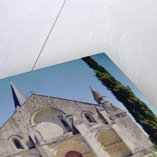 View of the facade of the Church of St. Pierre, 1150-75 by French School