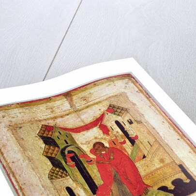 Icon depicting the meeting at the Golden Gate, Novgorod School by Russian School
