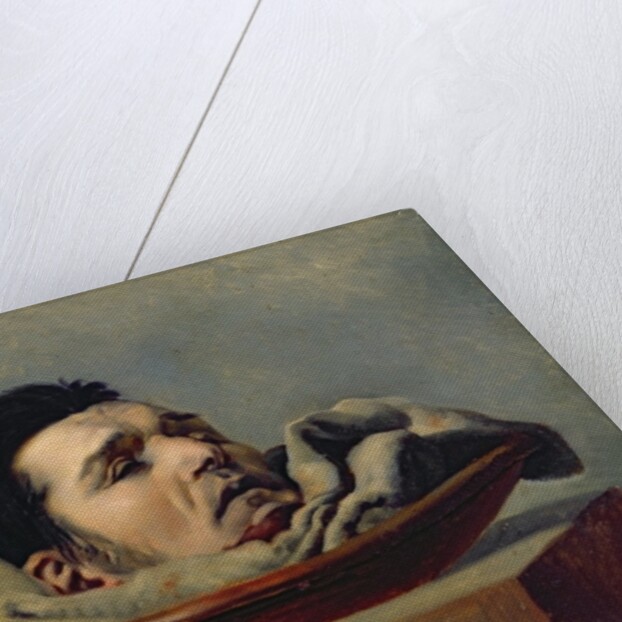 Guillotined head of a parricide executed at Puy in 1825 by Francois Gabriel de Becdelievre