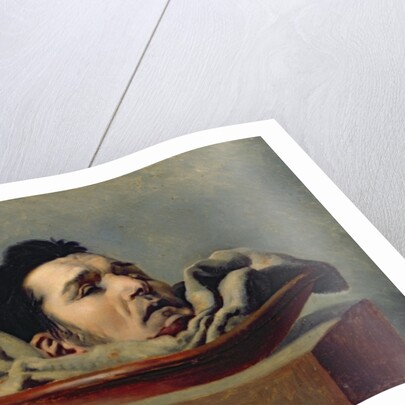 Guillotined head of a parricide executed at Puy in 1825 by Francois Gabriel de Becdelievre