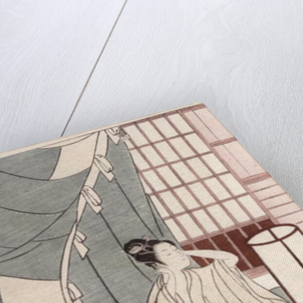 Young woman kneeling by her mosquito net, 1766 by Suzuki Harunobu