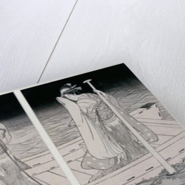 Three women on a boat fishing by lamplight by Utagawa Toyokuni