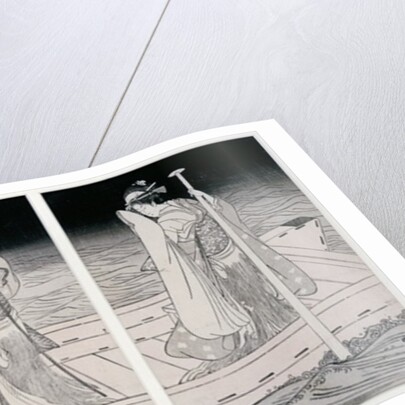 Three women on a boat fishing by lamplight by Utagawa Toyokuni