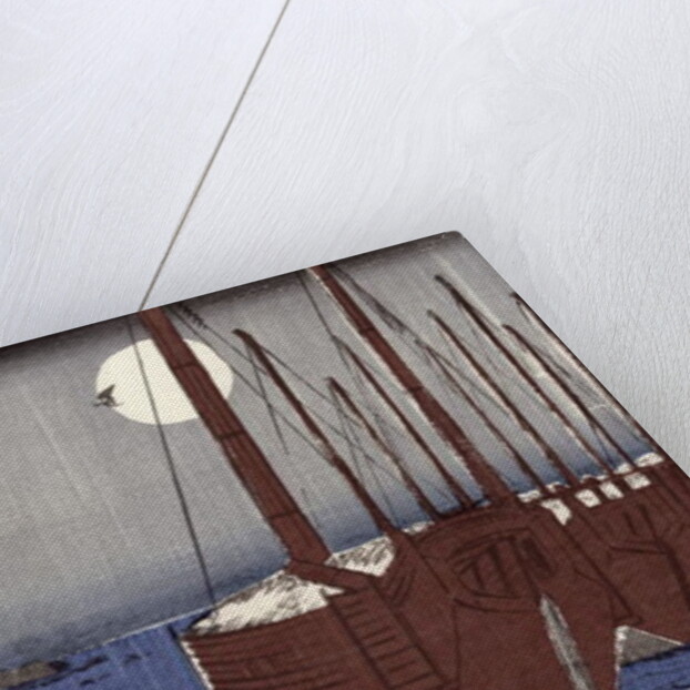 Tsukudajima island and the Fukagawa district under the full moon by Ando or Utagawa Hiroshige