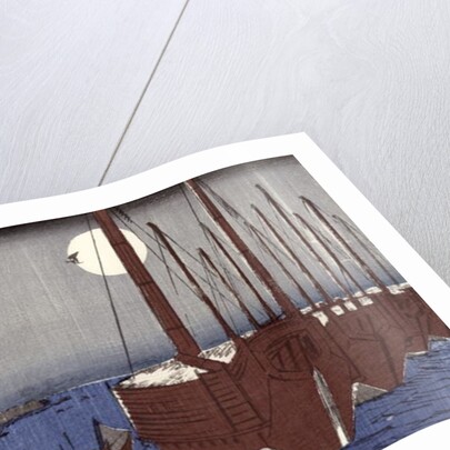 Tsukudajima island and the Fukagawa district under the full moon by Ando or Utagawa Hiroshige