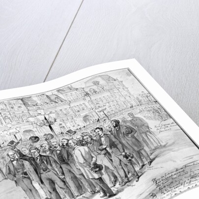 Members of the provisional government reviewing the National Guards outside the Hotel de Ville in Paris on the 31st October 1870, c.1870 by French School