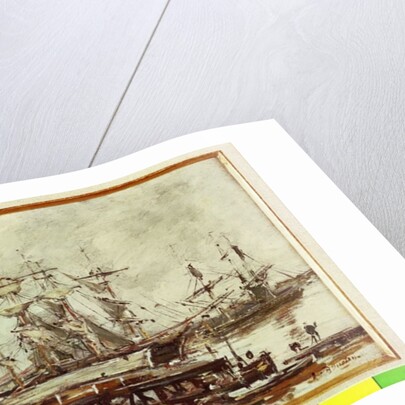 Sailing ships in the port of Bordeaux by Eugene Louis Boudin