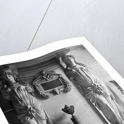 View of two caryatids from the Caryatids' Tribune in the Louvre Museum, late 19th century by Adolphe Giraudon