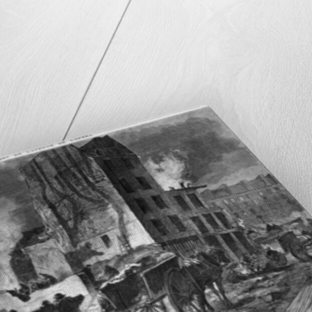 Building of Avenue de l'Opera, demolition of the Butte des Moulins, from 7 pm to midnight by Auguste Andre Lancon