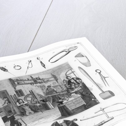 Workshop and main tools of jewellery, 1810 by French School