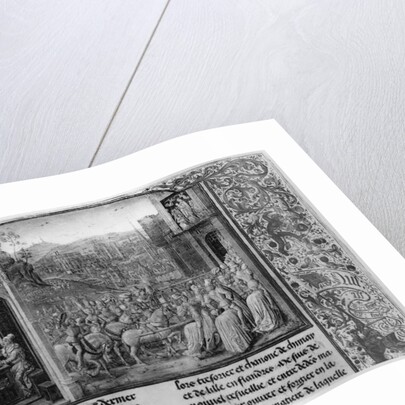 Froissart writing his chronicle, R: Isabella of Bavaria entering Paris in 1389 by French School