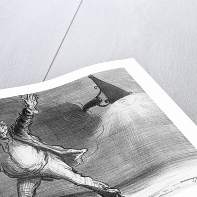 Series 'Actualites', the comet, Monsieur Babinet decides to personally shut down the sun in order to fulfil his predictions by Honore Daumier