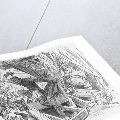 Don Quixote fighting the puppets by Gustave Dore