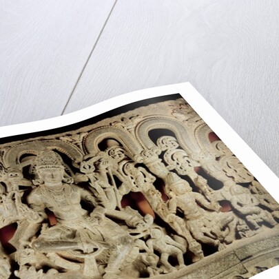 Lintel featuring Hindu trinity, from Waranal, Andhra Pradesh, Kakatiya dynasty by School Indian