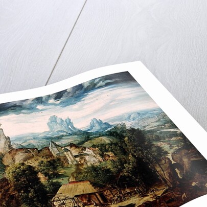 Landscape with Forge by Herri met de Bles