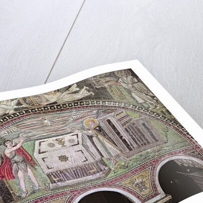 Abel offering a lamb and Melchisedech offering bread at the Altar by Byzantine School