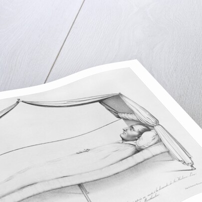 Sketch of Napoleon I on his deathbed drawn at St. Helena by Capitaine Marryal by French School