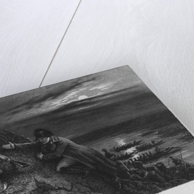 Napoleon I Bonaparte crossing the River Danube during the night of 4th July 1809, engraved by Abraham Girardet by Denis-Auguste-Marie Raffet