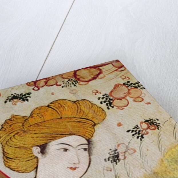 Shah Abbas I and a Courtier offering fruit and drink by School Persian