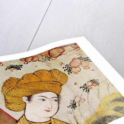 Shah Abbas I and a Courtier offering fruit and drink by School Persian