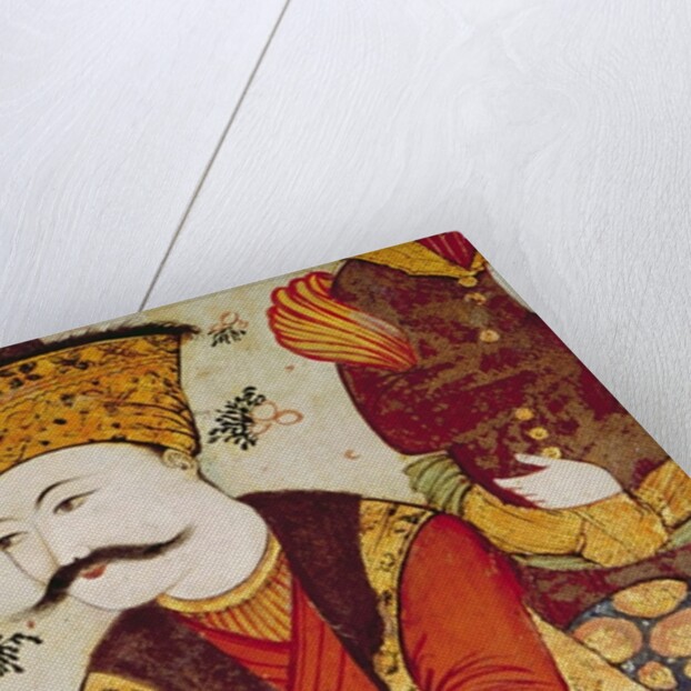 Shah Abbas I and a Courtier offering fruit and drink by School Persian