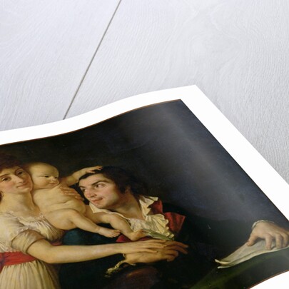 Camille Desmoulins his wife Lucile and their son Horace-Camille c.1792 by Jacques Louis David