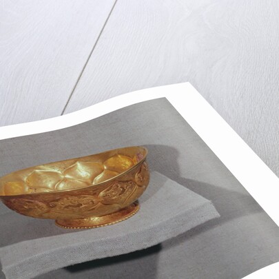 Bowl decorated with embossed lotus petals by Tang Dynasty Chinese School