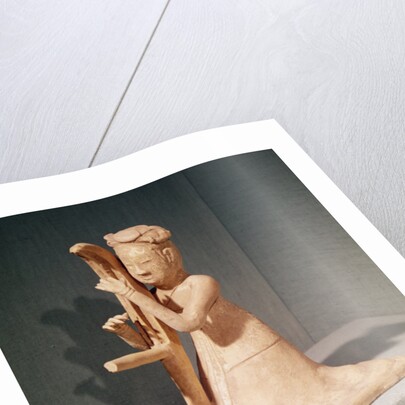 Seated musician playing a harp by Sui Dynasty Chinese School