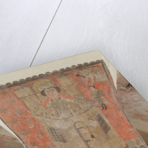 Daniel in the Lion's Den, featuring below St Julian, his wife and Jesus Christ, mural from the crypt, c.1480-1540 by School Flemish