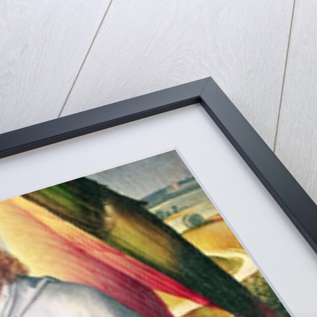 Angel holding a shield with the heraldic arms of de Chaugy and Montagu families with the two leopards of the de Jaucourt family, 1460-66 by Rogier van der (attr. to) Weyden