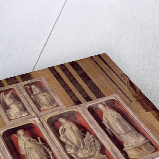 View of the panels of the closed altarpiece, depicting the Annunciation and saints, 1460-66 by Rogier van der (attr. to) Weyden