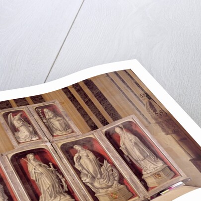 View of the panels of the closed altarpiece, depicting the Annunciation and saints, 1460-66 by Rogier van der (attr. to) Weyden