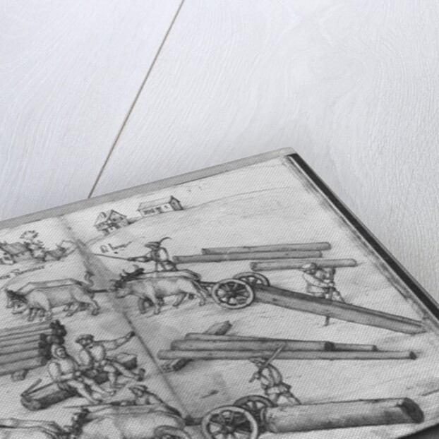 Siver mine of La Croix-aux-Mines, Lorraine, fol.3v and 4r, transporting wood, c.1530 by Heinrich Gross or Groff