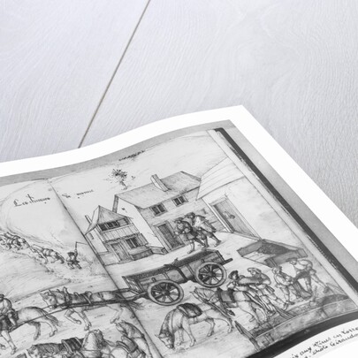 Silver mine of La Croix-aux-Mines, Lorraine, fol.20v and fol.21r, transporting the ore, c.1530 by Heinrich Gross or Groff