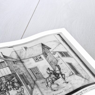 Silver mine of La Croix-aux-Mines, Lorraine, fol.23v and fol.24r, weighing and stamping the silver ingots, a messenger carrying the ingots, c.1530 by Heinrich Gross or Groff