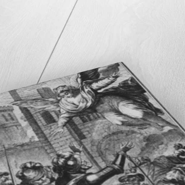 Siege of Paris, apparition of St. Louis to Henri IV engraved by Joseph de Longueil illustration from 'La Henriade' by Voltaire by Charles Joseph Dominique (after) Eisen