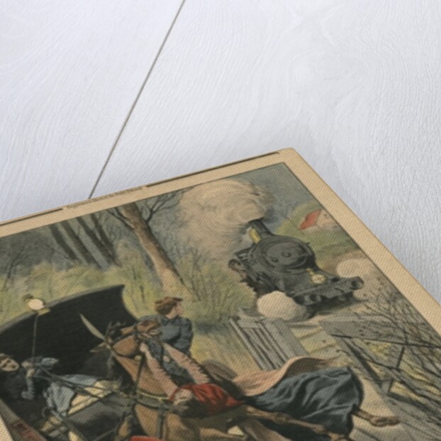 Act of bravery of a level-crossing keeper by French School